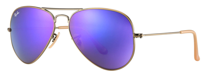 Anteojos Lentes de Sol Ray Ban Aviator RB3025 Espejo de bronce/violeta 58-14 - Imagen 2