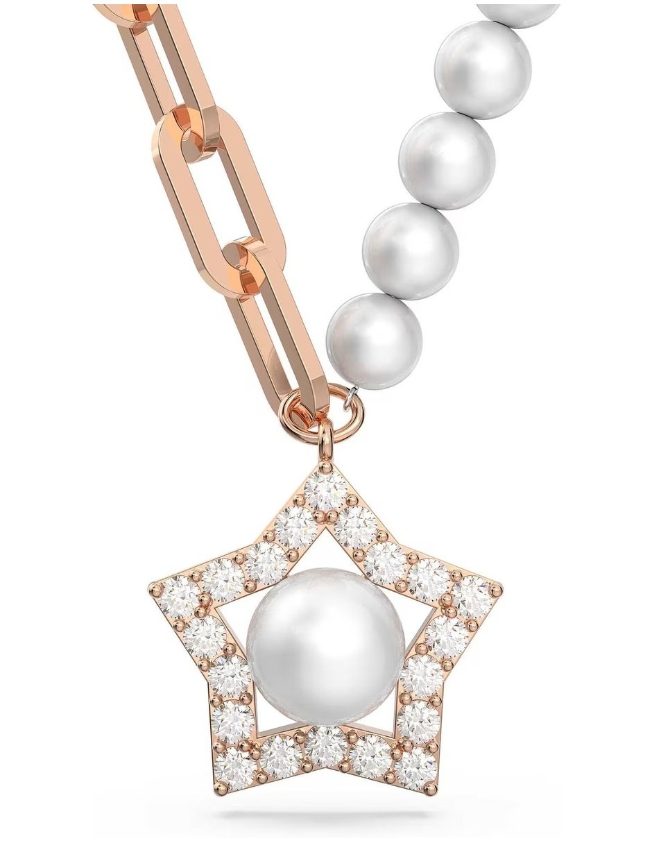 5645381_1 Colgante Stella, Crystal pearls, Estrella, Blanco, Baño tono oro rosa - Imagen 1