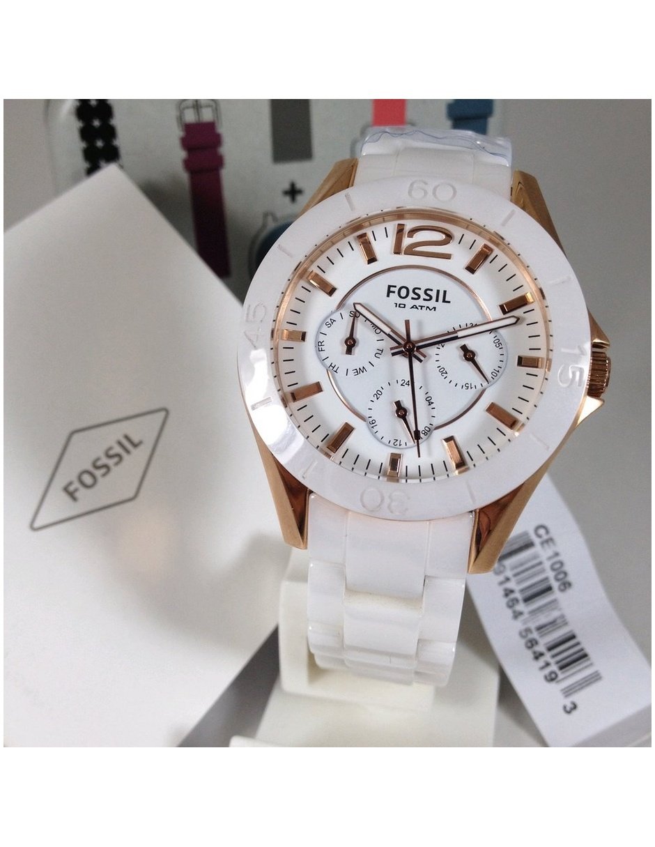 Reloj Fossil Coleccion Ceramica CE1006 Para Mujer Dama Bellini Luxe