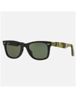 Anteojos Lentes de Sol Ray Ban Wayfarer RB2140F 1155/19 52-22 Negro mate/verde - Imagen 4