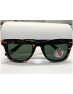 Anteojos Lentes de Sol Ray Ban Wayfarer Rb2140F Tortuga/Verde Polarizado 54-22 - Imagen 7