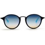 Anteojos Lentes de Sol Ray Ban Round Fleck RB2447F Degrade negro y azul 49-21