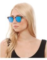 Anteojos Lentes de Sol Ray Ban Clubmaster RB3016 Espejo azul/tortuga mate 51-21 - Imagen 4