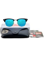 Anteojos Lentes de Sol Ray Ban Clubmaster RB3016 Espejo azul/tortuga mate 51-21 - Imagen 5