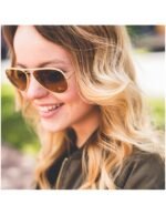 Anteojos Lentes de Sol Ray Ban Aviator RB3025JM Degrade dorado/amarillo 58-14 - Imagen 5
