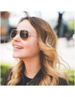Anteojos Lentes de Sol Ray Ban Aviator RB3025JM Degrade dorado/amarillo 58-14 - Imagen 6