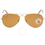 Anteojos Lentes de Sol Ray Ban Aviator Rb3025 Polarizado Dorado/Marrón 62-14