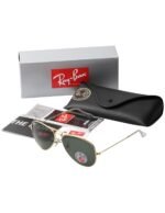 Anteojos Lentes de Sol Ray Ban Aviator Rb3025 Polarizado Dorado/Verde 62-14 - Imagen 7