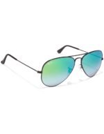 Anteojos Lentes de Sol Ray Ban Aviator RB3025 Espejo Degrade negro/verde 62-14 - Imagen 4