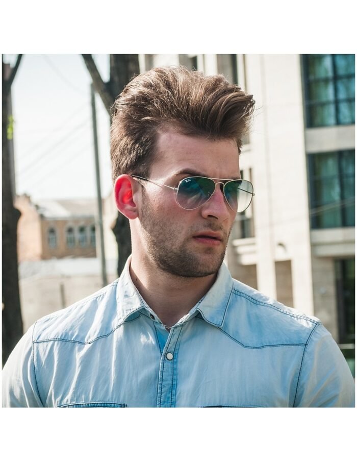 Anteojos Lentes de Sol Ray Ban Aviator RB3025 Degrade plateado/azul  58-14 - Imagen 7