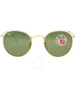 Anteojos Lentes de Sol Ray Ban Round Metal Rb3447 Polarizado Dorado/Verde 50-21 - Imagen 2