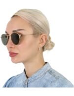 Anteojos Lentes de Sol Ray Ban Round Metal Rb3447 Polarizado Dorado/Verde 50-21 - Imagen 7