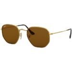 Anteojos Lentes de Sol Ray Ban Hexagonal Rb3548N Polarizado Dorado/Marrón 54-21