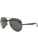 Anteojos Lentes de Sol Ray Ban Aviator Rb3675 002 58-14 Negro/Verde Polarizado - Imagen 2