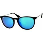 Anteojos Lentes de Sol Ray Ban Erika RB4171F 60155 54-18 Espejo negro mate/azul