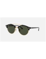 Anteojos Lentes de Sol Ray Ban Clubround Double Bridge RB4346 Negro/Verde 51 - Imagen 2