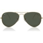 Anteojos Lentes de Sol Ray Ban Aviator Titanium Rb8041 Oro/Verde Polarizado 58