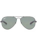 Anteojos Lentes de Sol Ray Ban Aviator Rb8307 Negro/Verde Polarizado 58-14 - Imagen 4